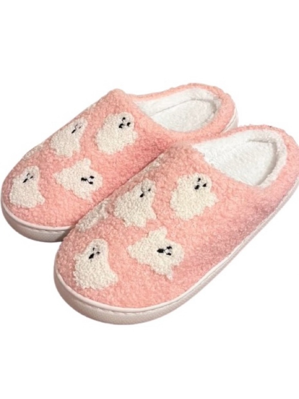 🆕- Halloween Soft Cozy Pink Ghost Slippers. Size: 7-8